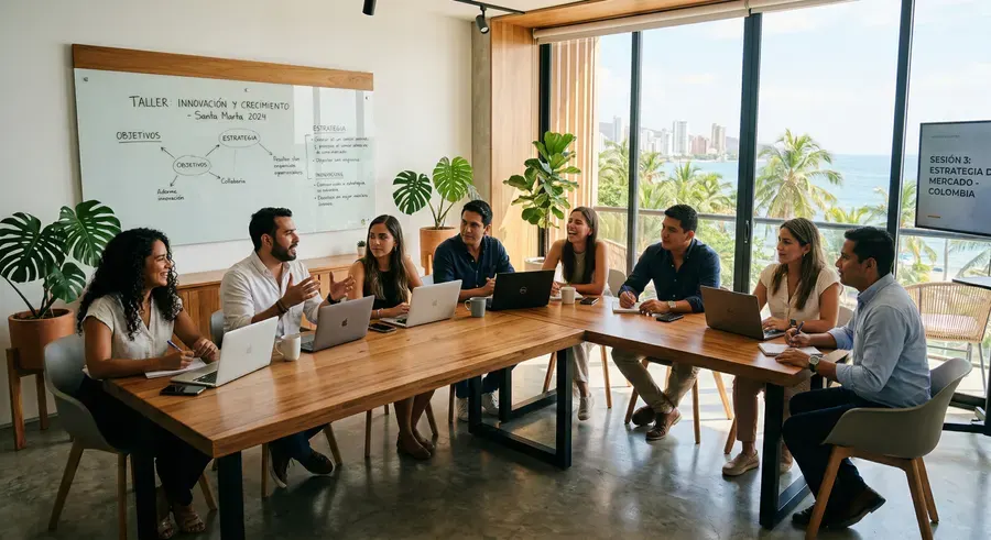 Sesión presencial de Maia Masters — plataforma de cursos escalada con publicidad de resultados