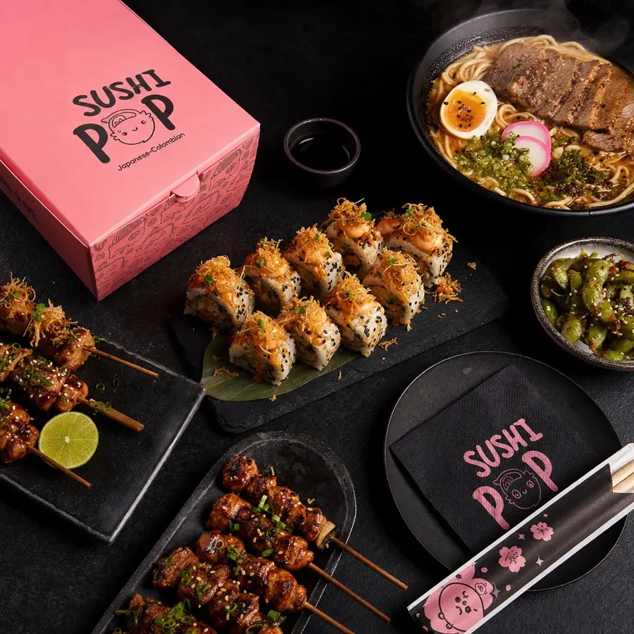 Rolls de Sushi Pop — marca de delivery lanzada por Maia en Santa Marta